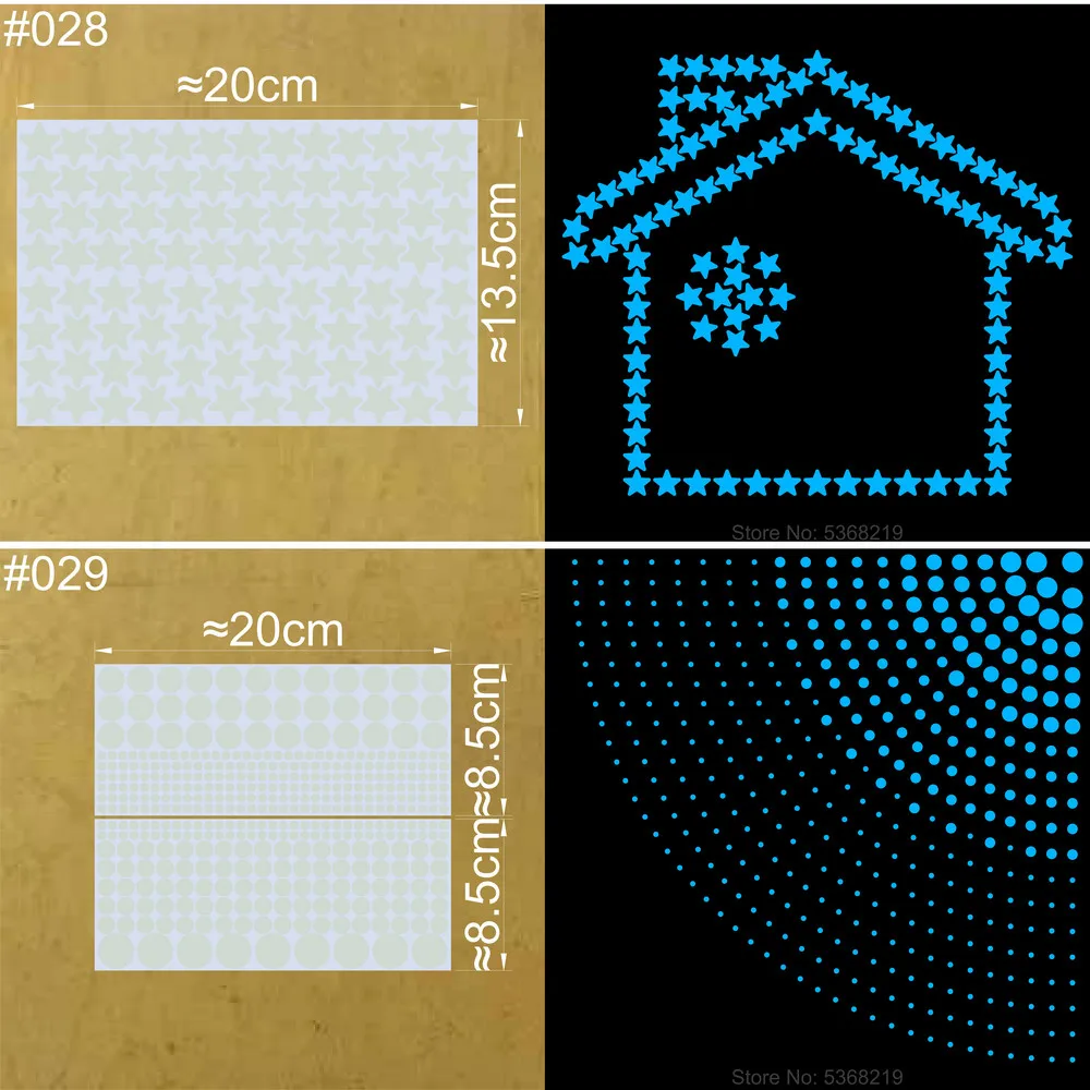 Leuchtende Sterne Wandaufkleber, die im Dunkeln leuchten, Mond/Herz/runder Aufkleber für Kinderzimmer, Kinderzimmer, Geschäft, Hotel, DIY-Dekoration – Detail 16