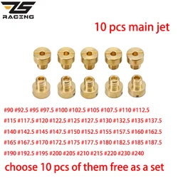 ZS Racing 10pcs Carburetor Main Jet Thread For HS40 HSR42 TM36 VM16 VM29 Carburetor Injector Nozzle Size 90-240