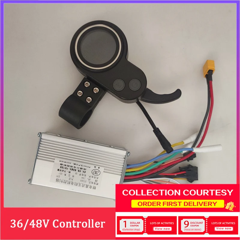 Coolride Electric Scooter Controller 36V 48v J&P Brushless DC  Without Hall Motor  6-hole LCD Meter