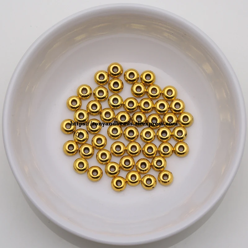 (50 Stück / Los!) Europäischer Spacer-Charm-Verbinder, Crimp-Endperlen aus Legierung in Antikgoldfarbe, geeignet für die Armbandherstellung. – Detail 35