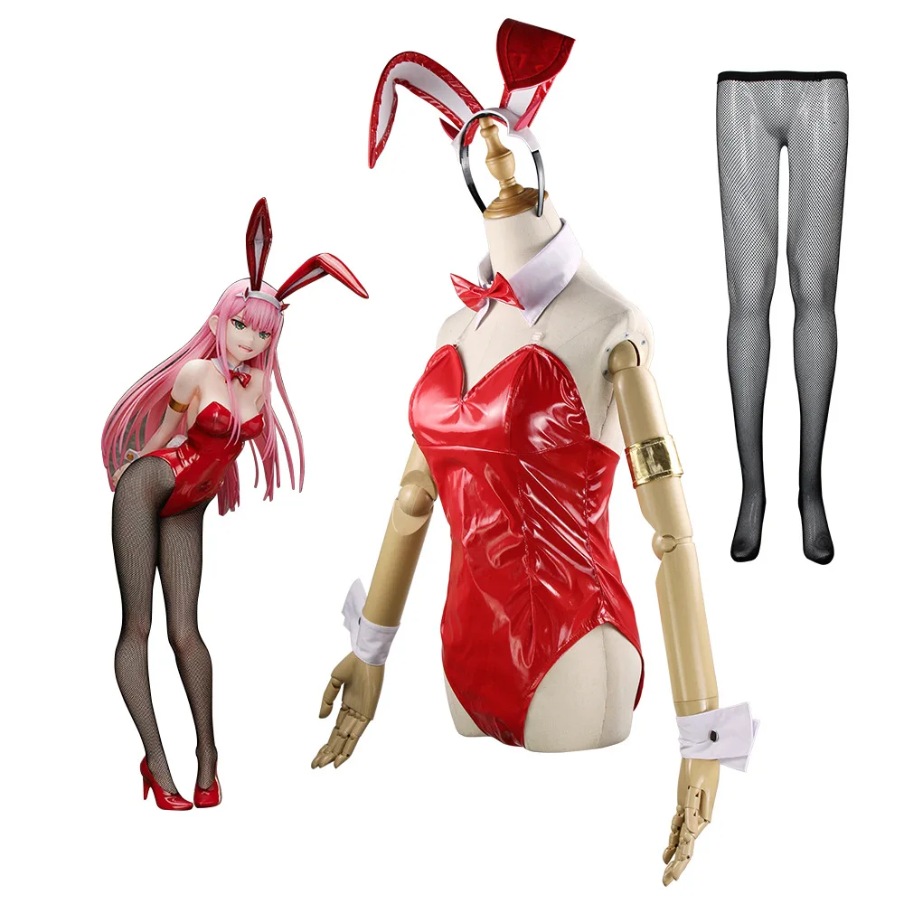 Darling In De Franxx Cosplay Kostuum Nul Twee Bunny Girl Sexy Kostuum Vrouwen Meisjes Jumpsuit Rood Lederen Sets C125M158