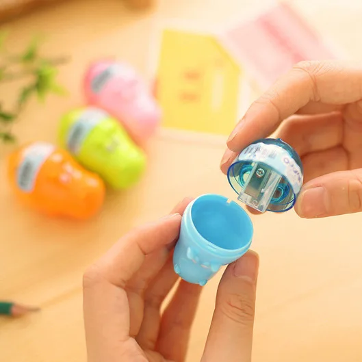 1Pc New Creative Colorful Hippo Shape Animal Mini Pencil Sharpener Knife Cutter Students Children Kids Gift Random