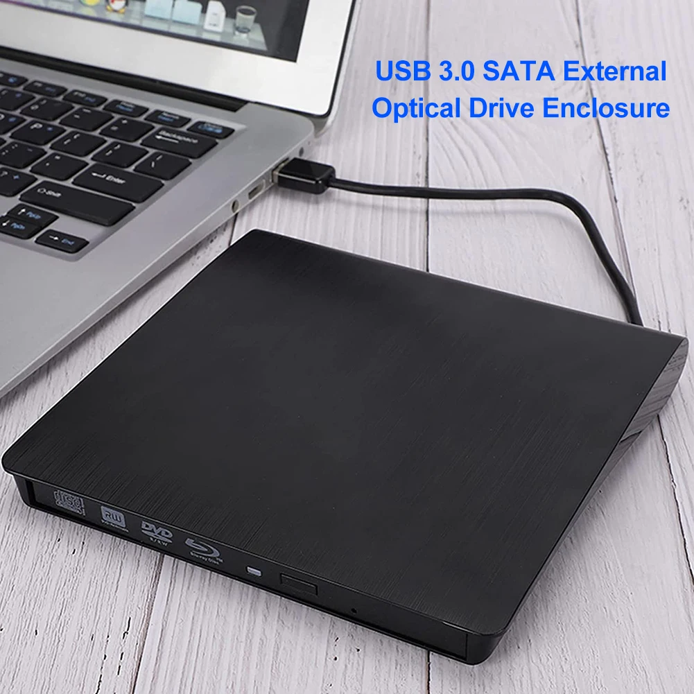 Casing Penutup Drive Optik Pemutar DVD CD-ROM RW Pengganti Penutup Drive Eksternal SATA USB 3.0 Tidak Licin