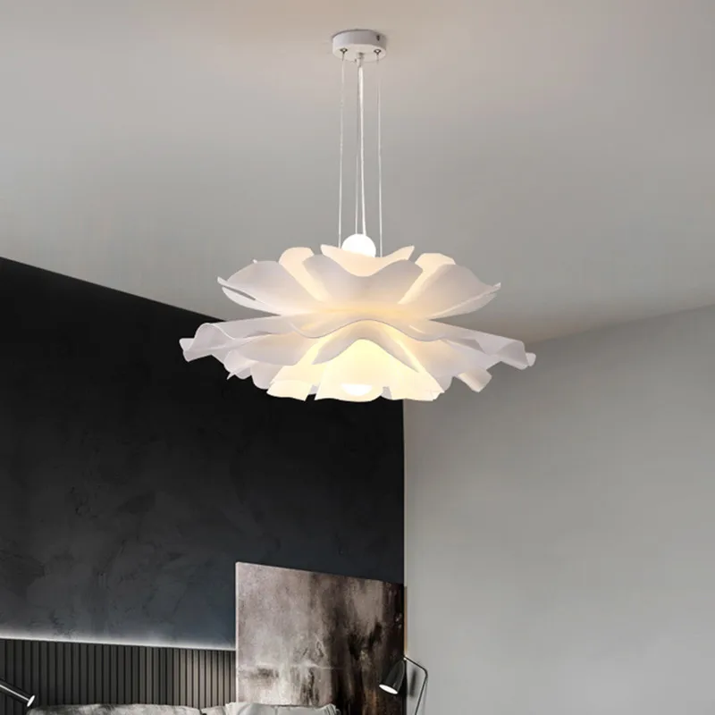 Lampa wisząca w stylu skandynawskim włochy kwiat minimalistyczna lekka romantyczna dekoracja sypialni E27 do jadalni restauracja biała wisząca lampa