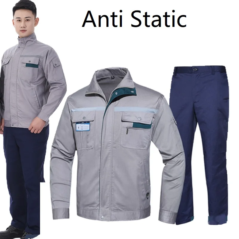 Autumn Anti-static Work Coveralls Pure Cotton Reflective Strips Wear-resistant Durable Labor Insurance Workshop Working Clothing