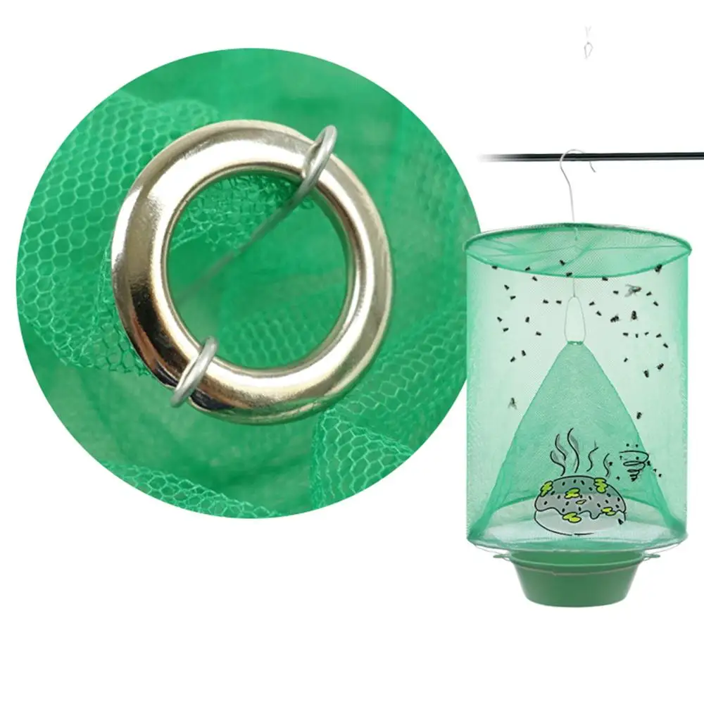 4 sztuk zielona wisząca Flycatcher składane netto pułapka na muchy lato Mosquito pułapka na muchy s Bait Station Wasp Insect Bug Killer Flies Catcher