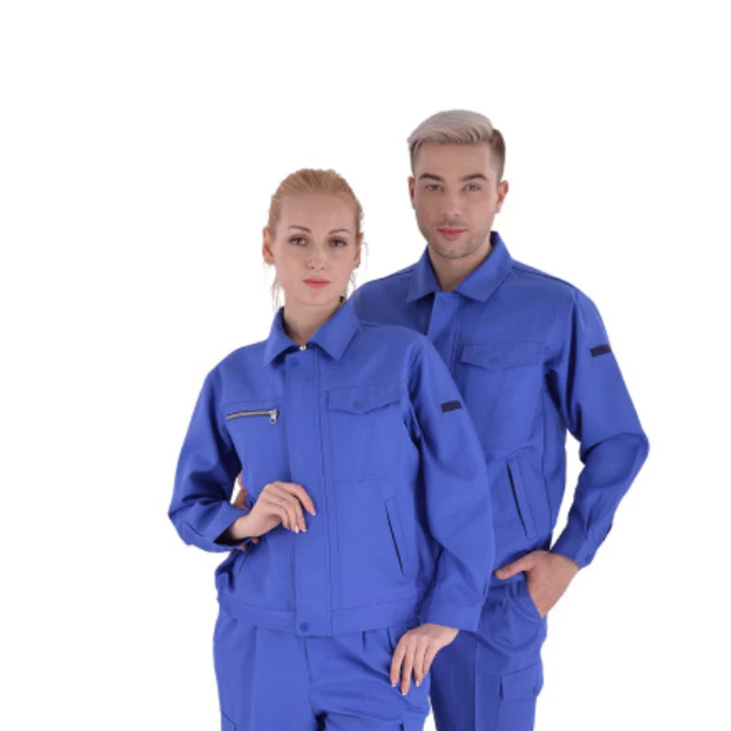 

Plus Size men women coveralls Autumn long-sleeved workshop anti-static Electrical car repairmen plain color uniforms jacket+pant