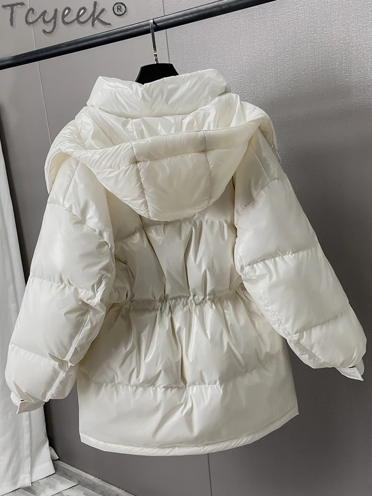 Parkas com capuz de pato branco feminino, casaco coreano feminino, casacos de inverno, 90% baixo, moda, 46, 2021, 46