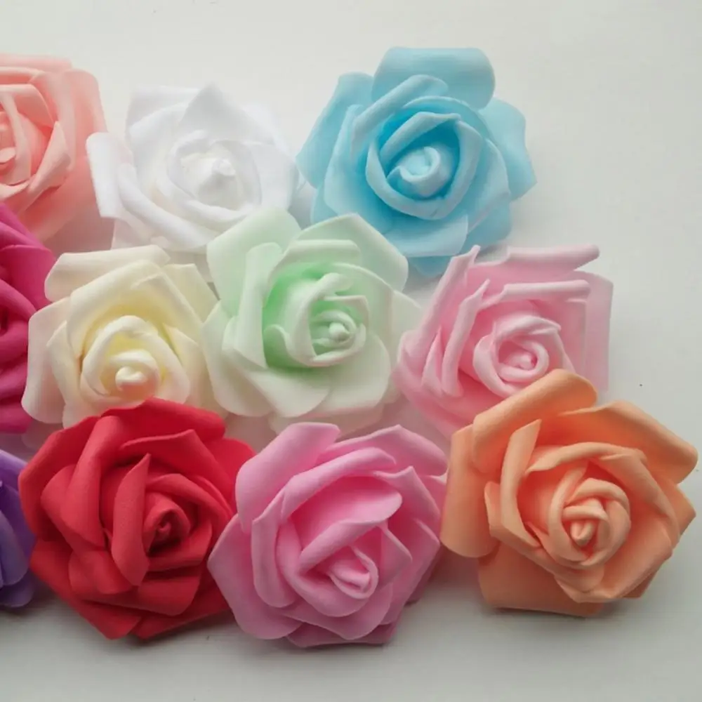 25/50/100Pcs Handmade Artificial PE Foam Roses Flower Head For Wedding Home Car Decoration DIY Wreath Kiss Ball Fake Flowers