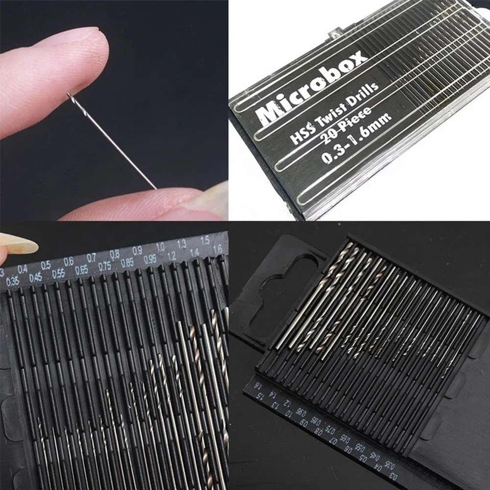 Set di punte da trapano 0.3-1.6mm HSS Micro Twist Bit trapano elettrico Keyless Chuck Bit per riparazione di orologi gioielli artigianali strumenti per la lavorazione del legno