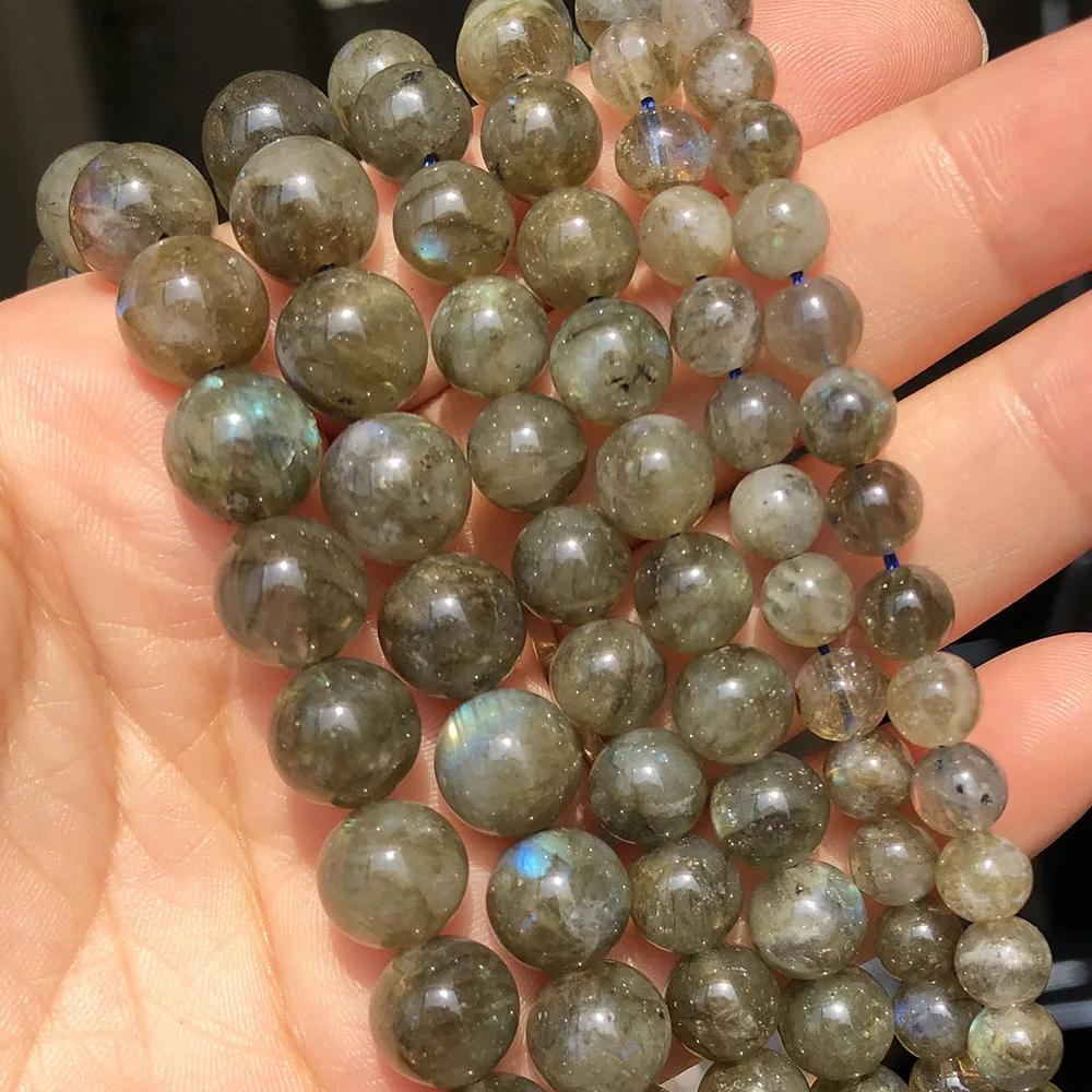 

6 8 10mm Natural Stone Green Labradorite Round Loose Spacer Beads for Jewelry Making DIY Bracelet Charms Accessories 15''Inches