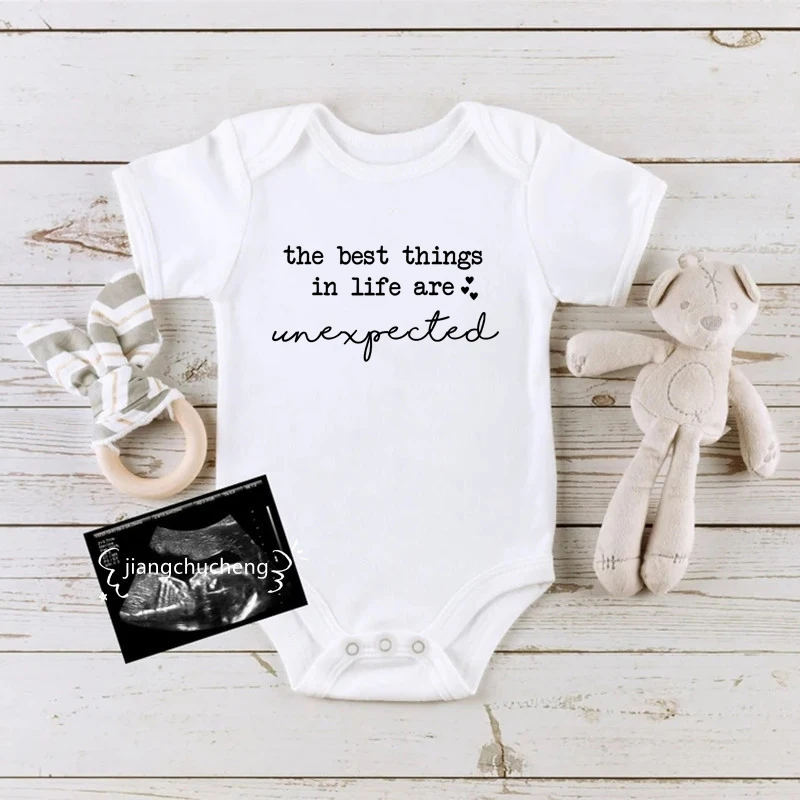 The Best Things In Life Are Unexpected Baby Pregnancy Announcement Onesies Newborn Bodysuits Boy Girl Romper Infant Shower Gifts