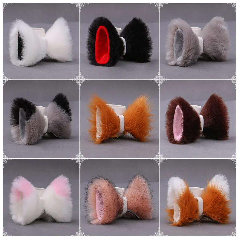 

girl headdress cosplay cute cat ears white animal fox headpiece party detachable plush hair clip accessories for women