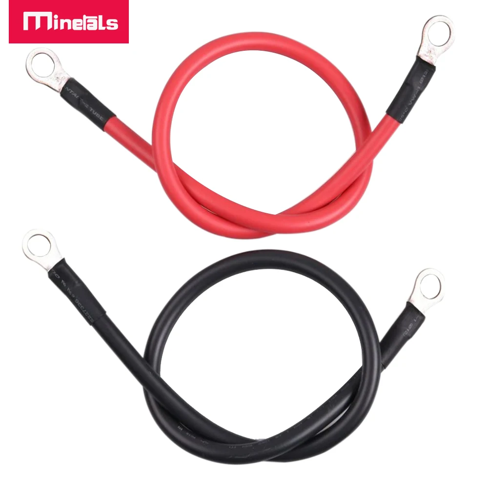 Cable de silicona de 6AWG, terminal de Nariz de cobre de doble extremo, conector 120A, sobrecorriente de 30cm, 50cm, 70cm, 90cm, 130CM, cables SR