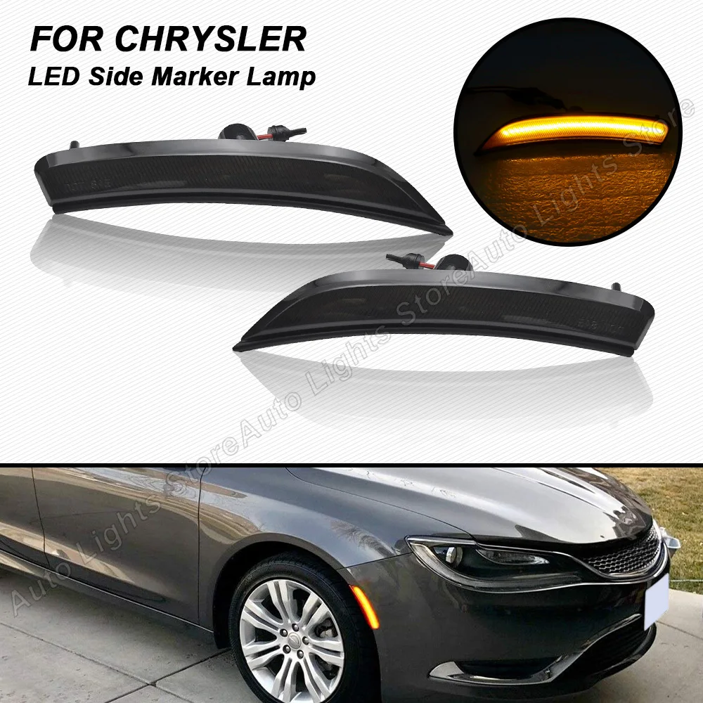 

2Pcs Front LED Side Marker Light For Chrysler 200 2015 2016 2017 Front Amber Turn Signal Lights,Replace OEM Side Marker Lamps