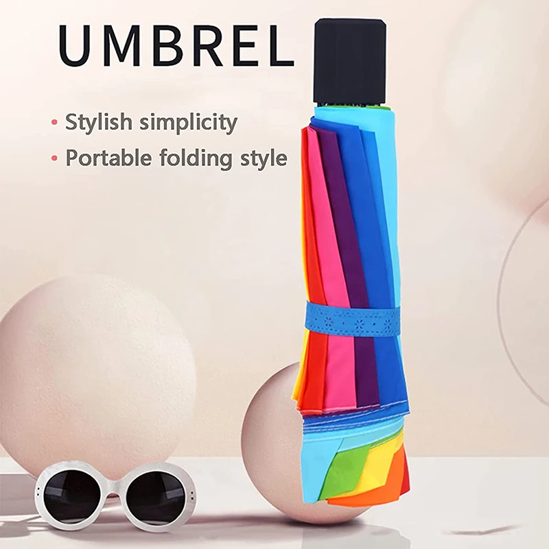 

Rainbow Fold Umbrella Women And Men Non-automatic Umbrella Popular Creative Three Folding Adults Children Umbrella