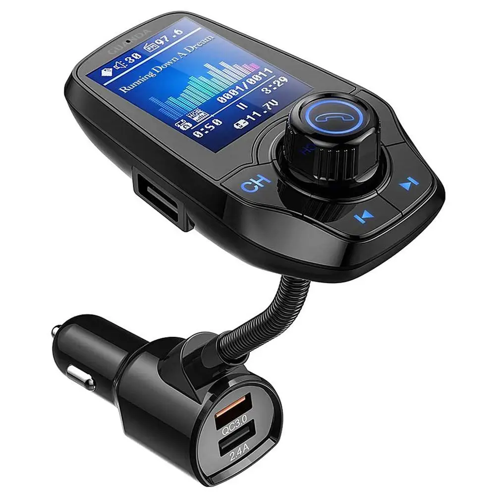 Hands free Car Phone Charger T26D Large Color Display Screen Car Bluetooth MP3 Music QC3 0 Car Fast Charger