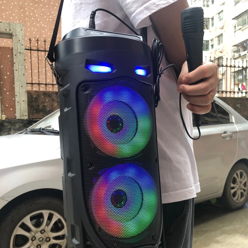 Multi-function Wireless Outdoor Subwoofer Party Performance Bluetooth Speaker Mobile KTV Colorful Lighting Effect U Disk Audio