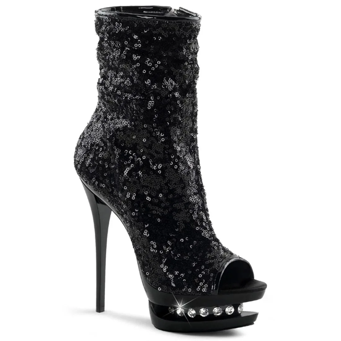 

Women Mid-calf Boots Fashion Thin Heel High Platform Pearl Studed BlingBling Shoes Sequins Peep Toe Sexy Wedding Zipper Boots