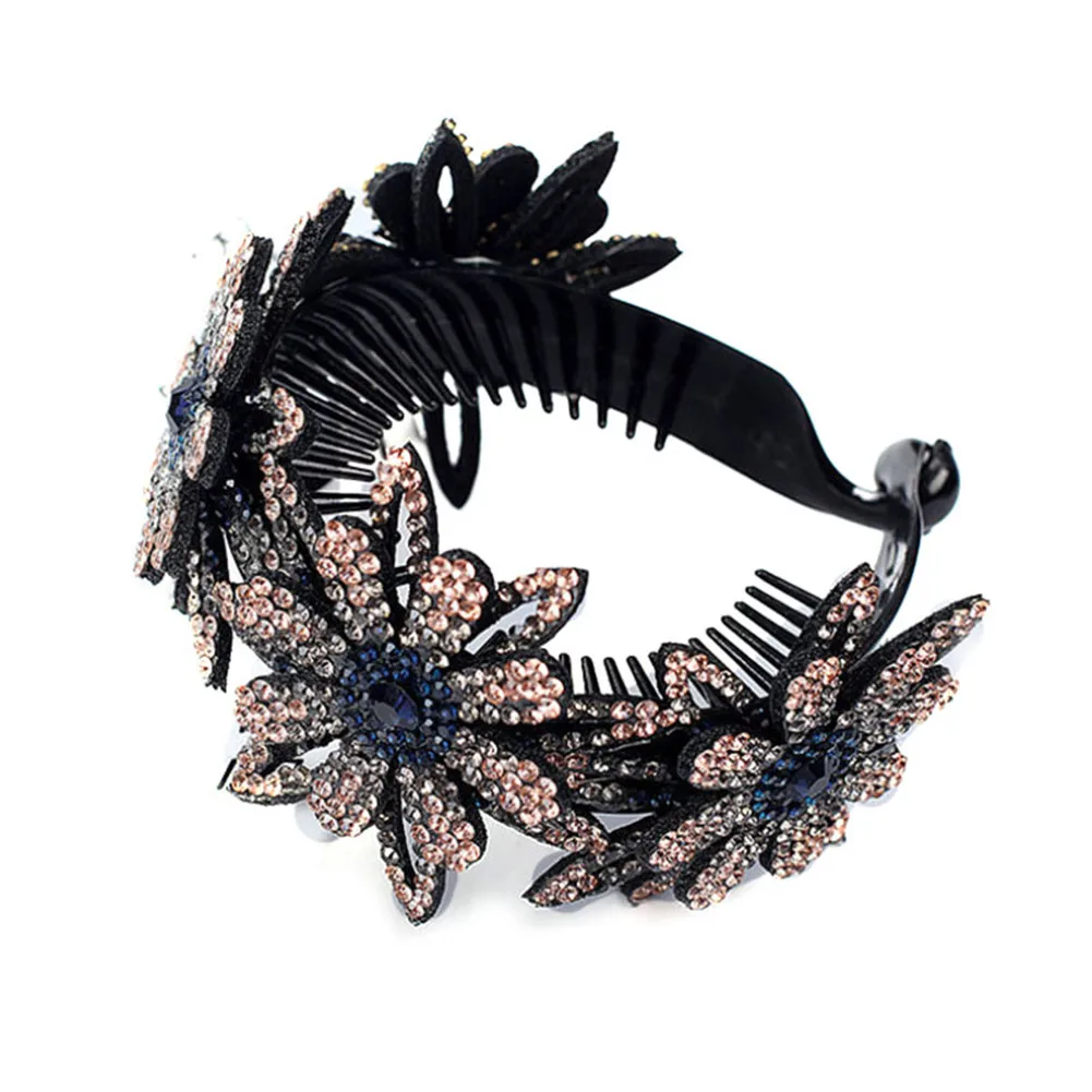 New Rhinestone Hairpin Summer Hair Bun Claws Holders Colorful Bud Hair Claw Clip for Women Fashion Tiaras Hair Jewelry