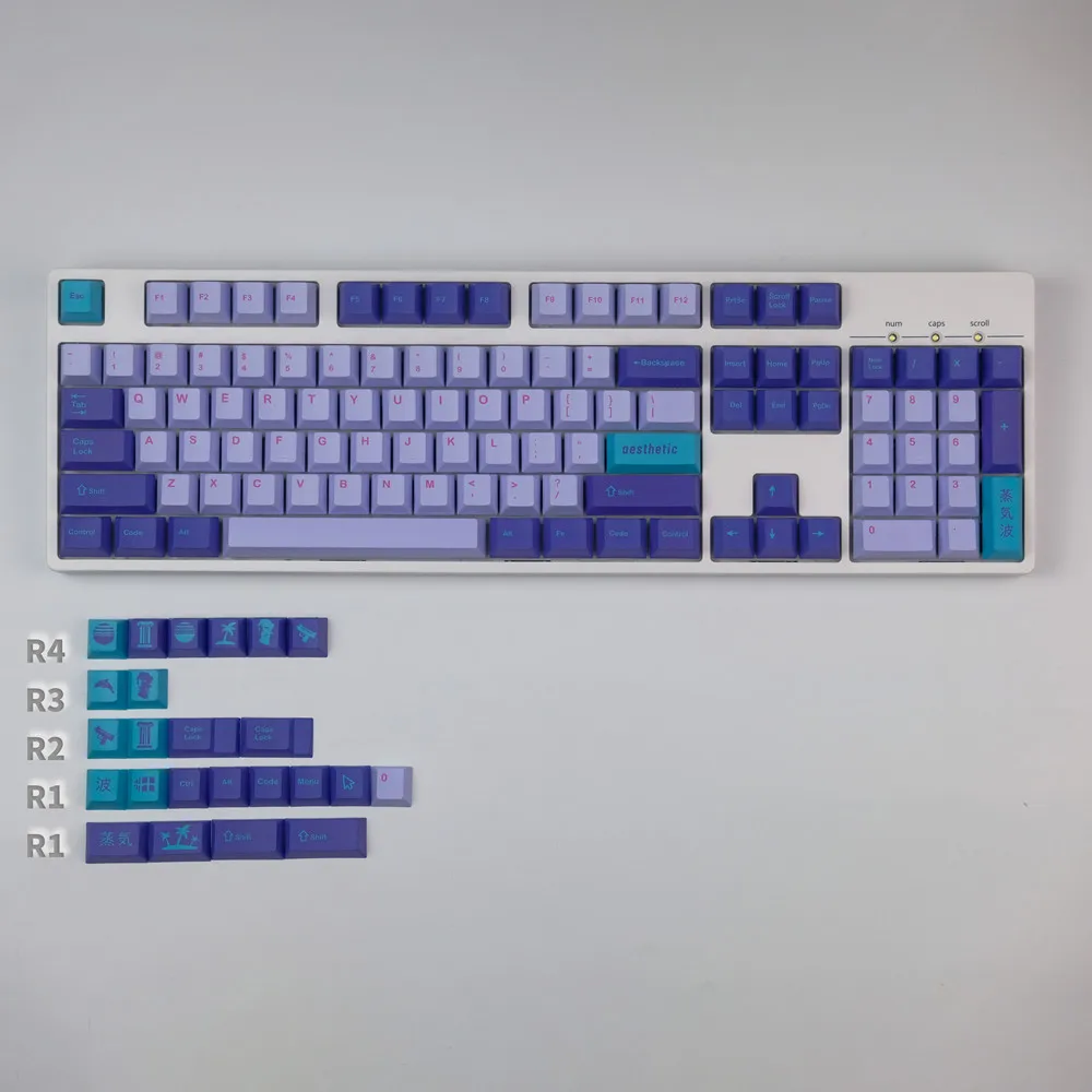 

GMK Vaporwave Keycap 128 Keys PBT DYE-Sublimation Mechanical Keyboards Key Cap Cherry Profile For MX Switch GH60/64/68/84/87