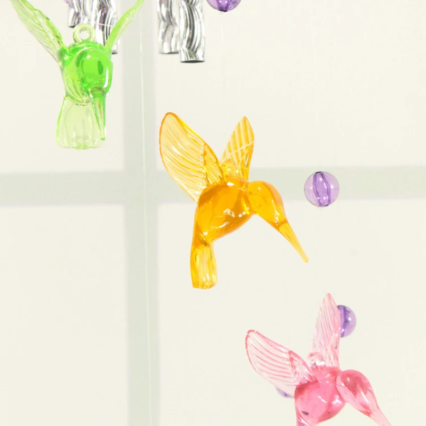 Plastic Wind Chimes Humming Bird dolphin Wind Chimes Bells Metal Tube Hanging Wall Home Car Outdoor garden Decoration 70cm