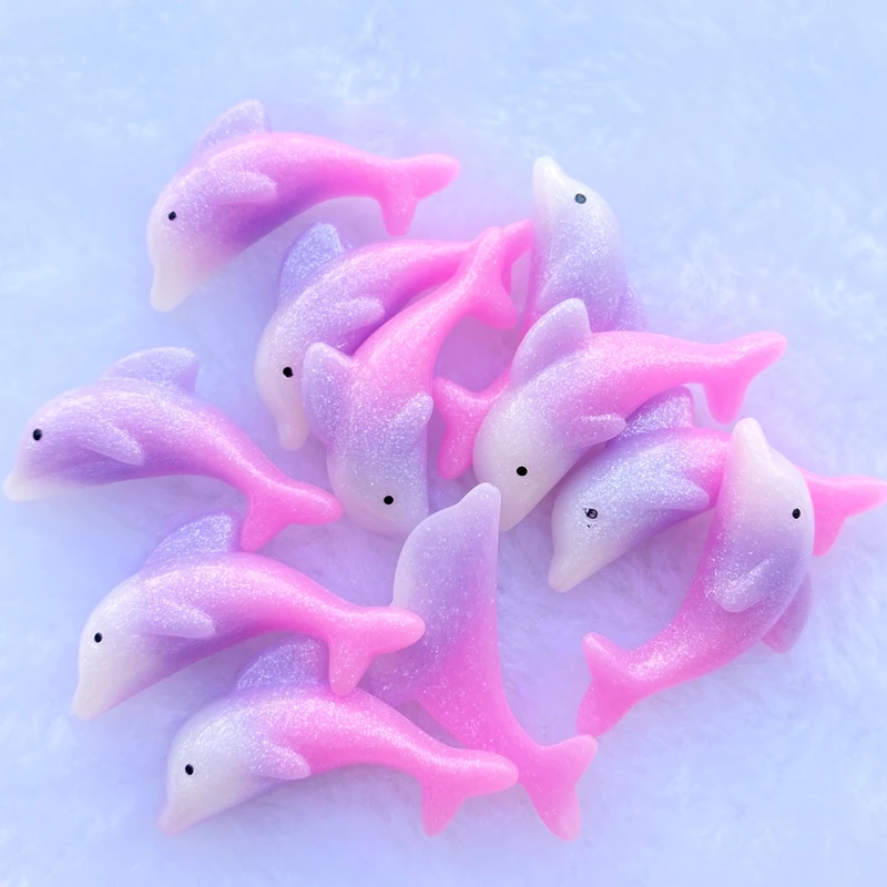 10Pcs Kawaii Cute Two color Dolphin Flat back Resin Cabochons Scrapbooking DIY Jewelry Craft Decoration Accessories