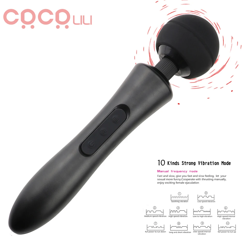 10 Modes Powerful Magic Vibrator Wand Silicone Adult Sex Toys for Woman Magic Massager Wand Clitoris Stimulator Sex Shop