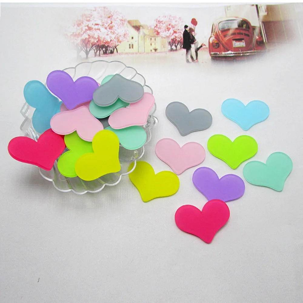 100pcs/lot candy color acrylic hearts padded applique Crafts for headwear hairbands DIY accessories