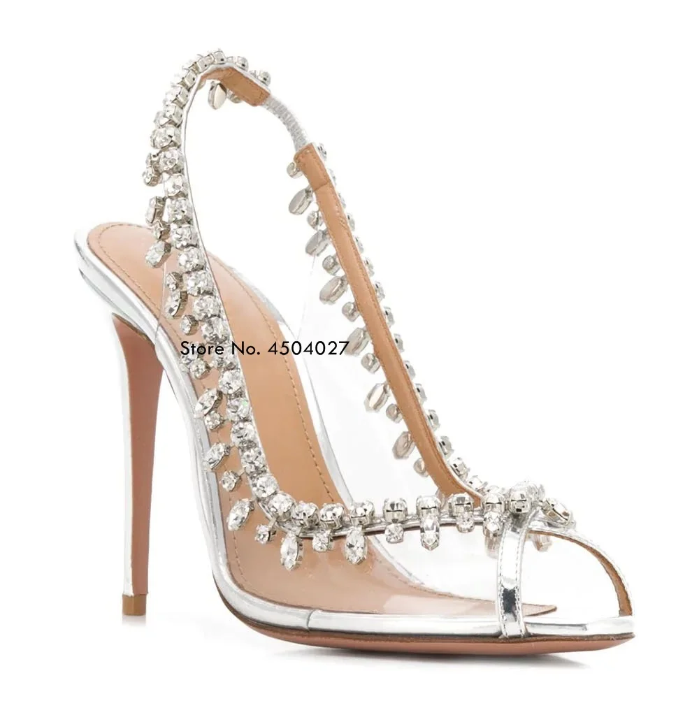 Transparent High Heels Women Luxury Open Toes Classic Pumps Shoes For Women Slingback Party Bridal Shoes Woman High-heeled Shoes