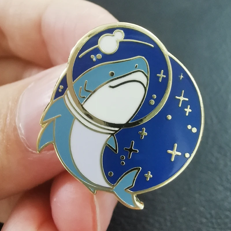 Shark Brooch Galaxy Sea Animal Badge Cute Blue Creature Pins Fantasy Jewelry