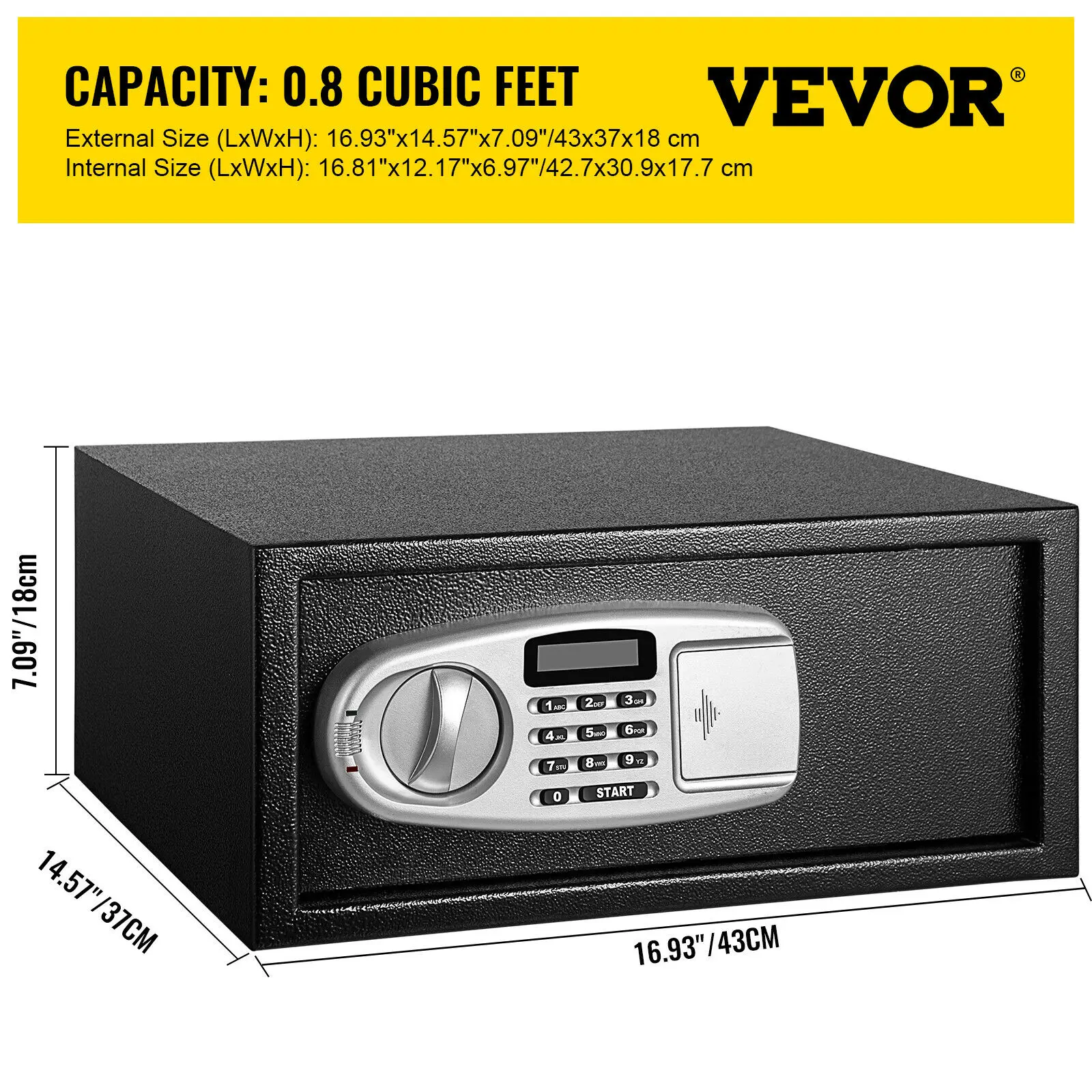 VEVOR Casa Digital Oculto Segurança Seguro Salvar Dinheiro Armazenando Coleções Componentes Electronic Code Lock 0.8 Cubic Feet Box