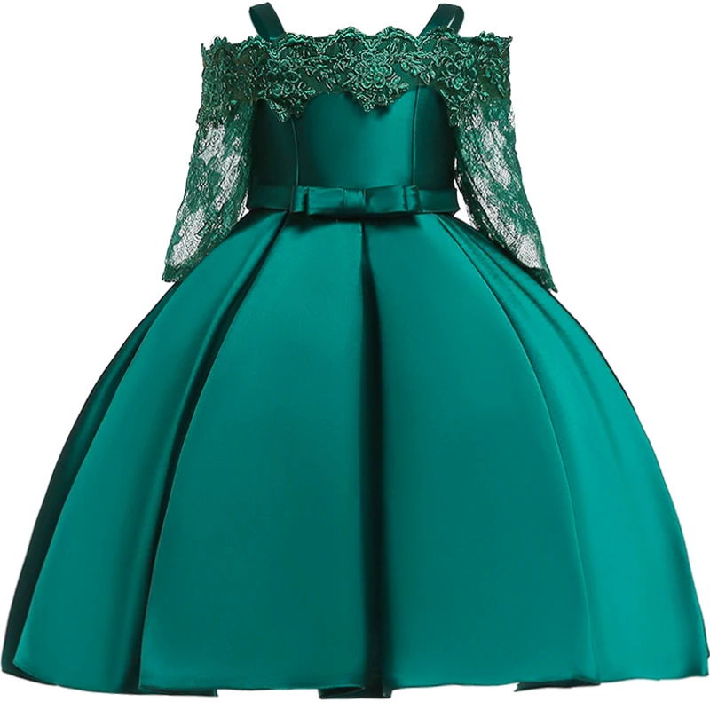 Sequin Satin Girls Dress Flare Sleeve Christmas Dress For Girls Pageant Tulle Kids Dresses For Girls Princess Dress Party Dress