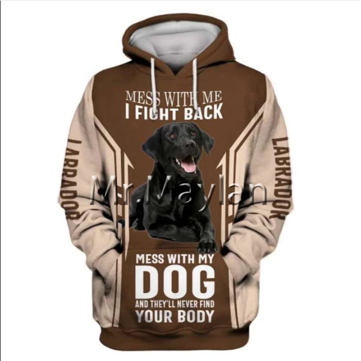 

Толстовка унисекс с 3D-графикой, свитшоты, художественная коричневая толстовка с изображением собаки, лабрадор, Мужская/Женская Повседневная Уличная одежда, свитшот, пуловер R089