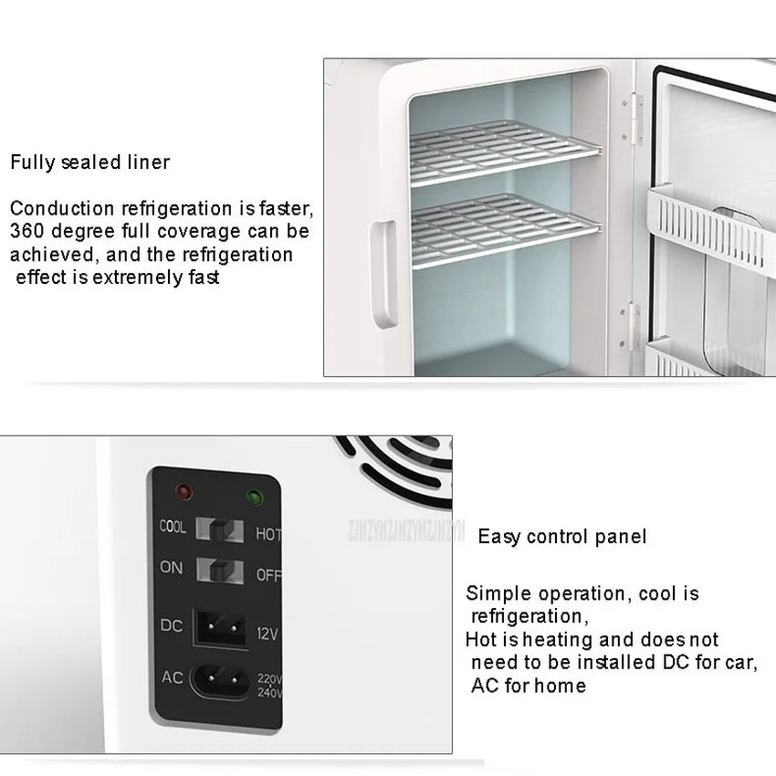 휴대용 미니 자동차 냉장고, 자동차 쿨러 박스, 이중 용도 쿨러, 워머, 냉장 보관 냉장고, 12V, 220V, 10L