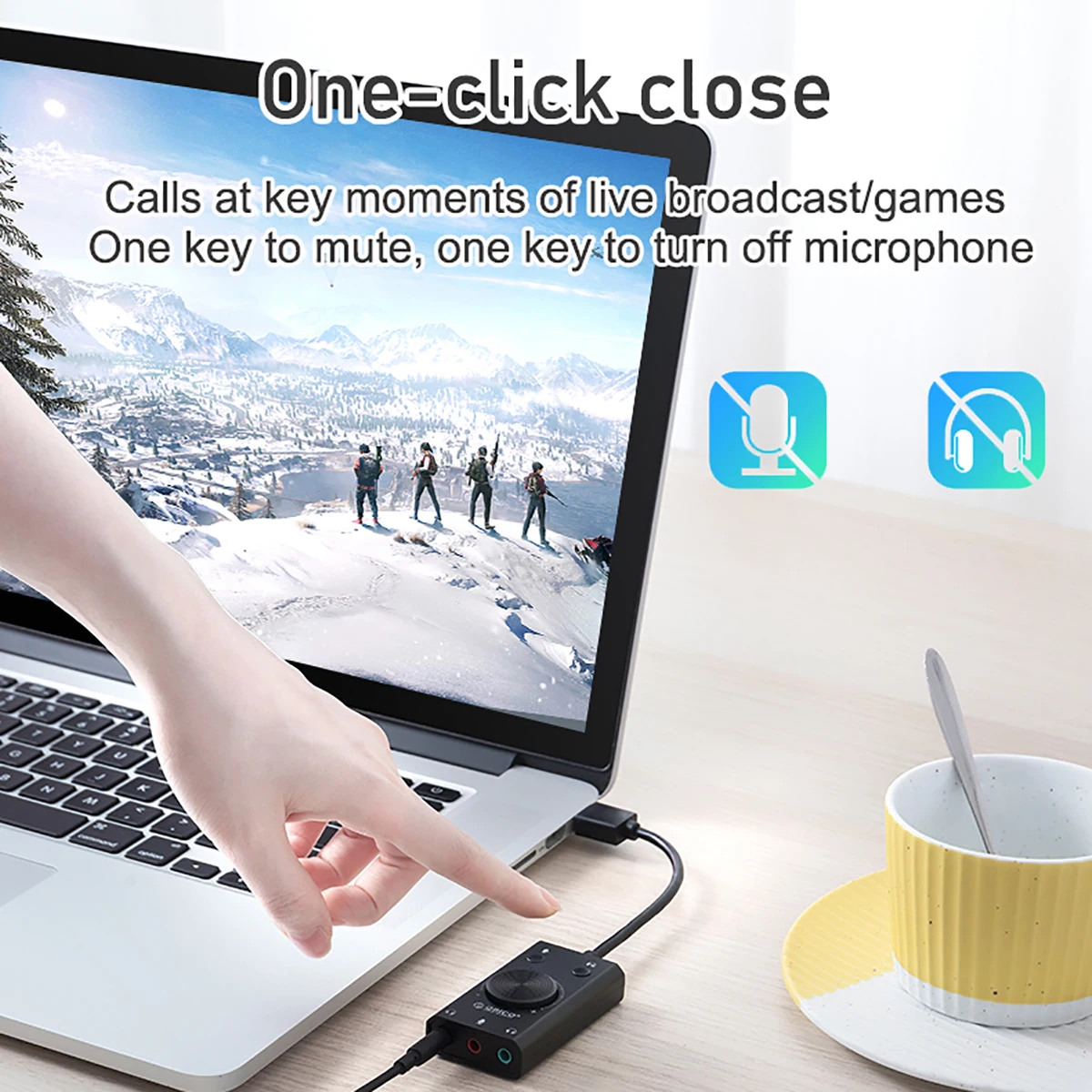 ORICO USB External Sound Card 2-in-1 Audio Adapter 3.5mm Microphone Earphone Interface Volume Adjustable Soundcard For PS4 Phone