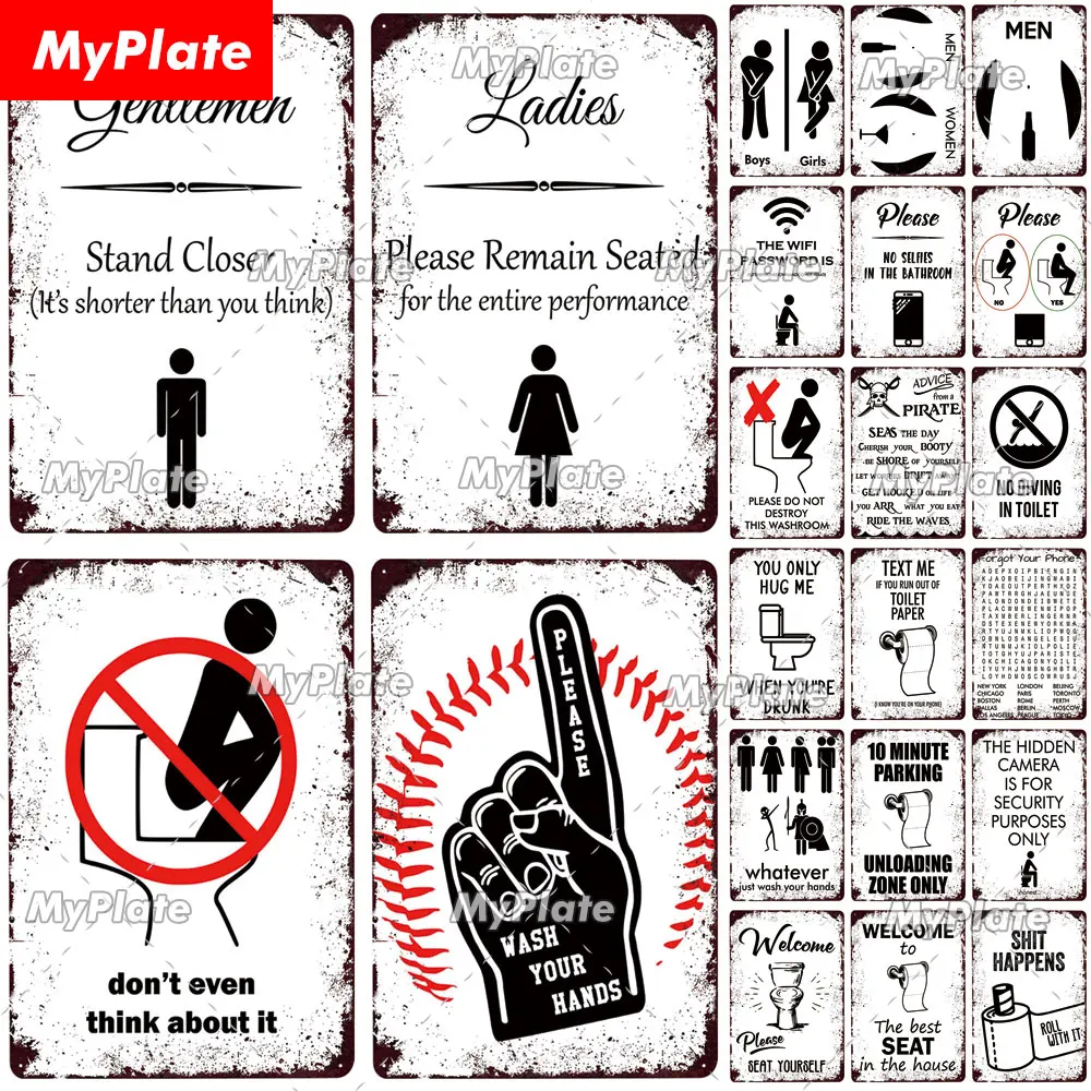 [MyPlate] Toilettenregeln Vintage Metallschild Plakette Toiletten Blechschild Wanddekoration für Pub Club Man Cave Bar Dekor Badezimmerplatten