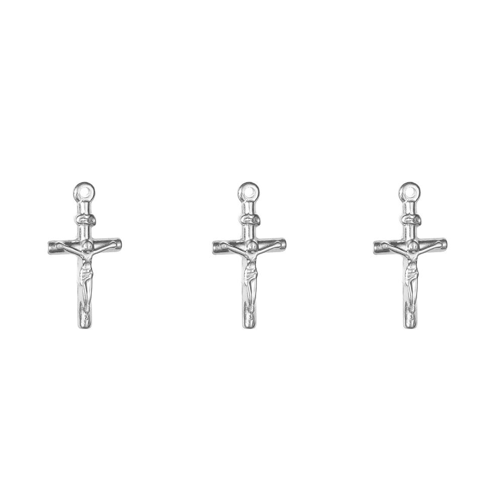 5PCS/Lot Stainless Steel Jesus Pendant For Necklace Catholic Jesus Charm Religious Jewelry Making Cross Accessories