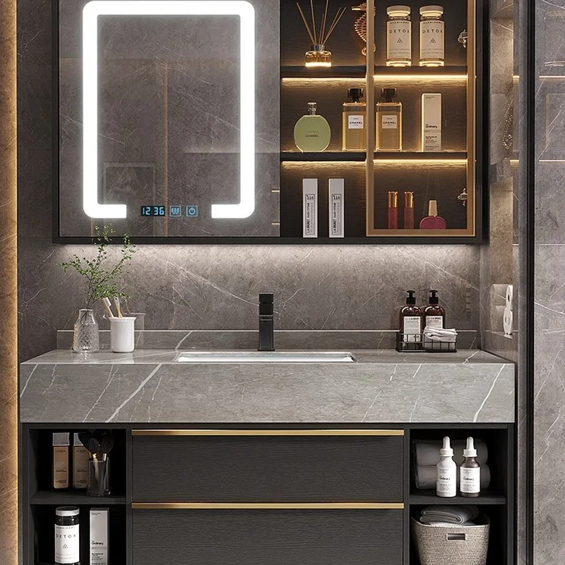 Modern Bathroom Cabinet Stone Plate Ceramic Bathroom Combination Set Smart Washstand Wash Basin Face Washing Inter-Platform