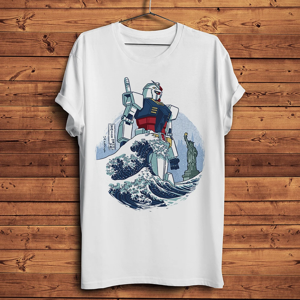 Ukiyoe Robot GUNDAM Kanagawa wave funny anime t shirt men summer new white casual short sleeve tshirt unisex streetwear tee