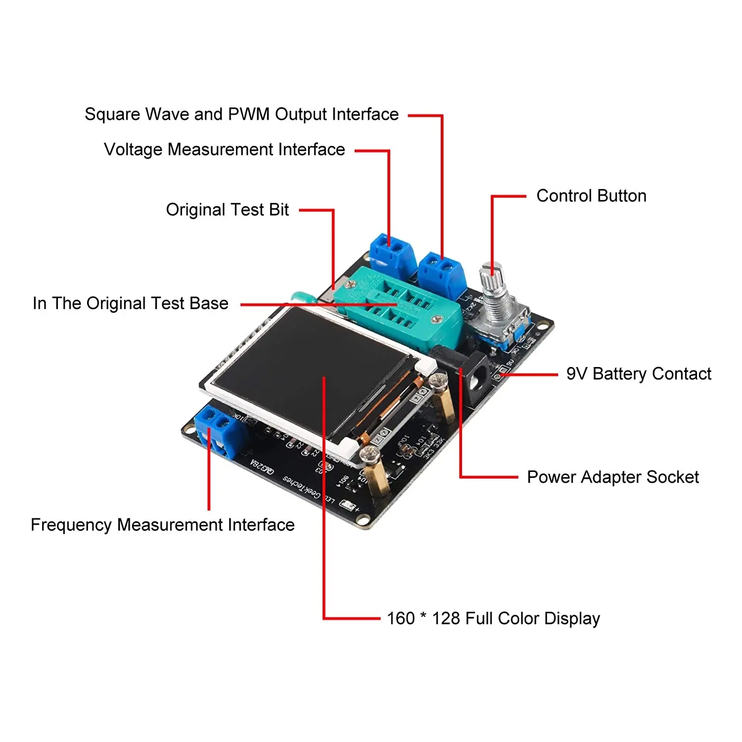 LCD GM328A ترانزستور اختبار ديود السعة ESR الجهد تردد متر PWM مربع موجة إشارة مولد مجموعات الإلكترونية