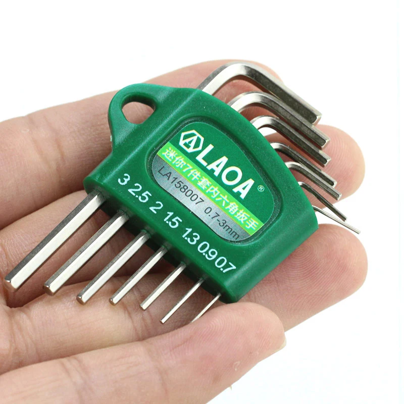 LAOA S2 alloy steel mini hex wrench small miniature 0.7/0.9/1.3/1.5/2/2.5/3mm Spanner Allen Key