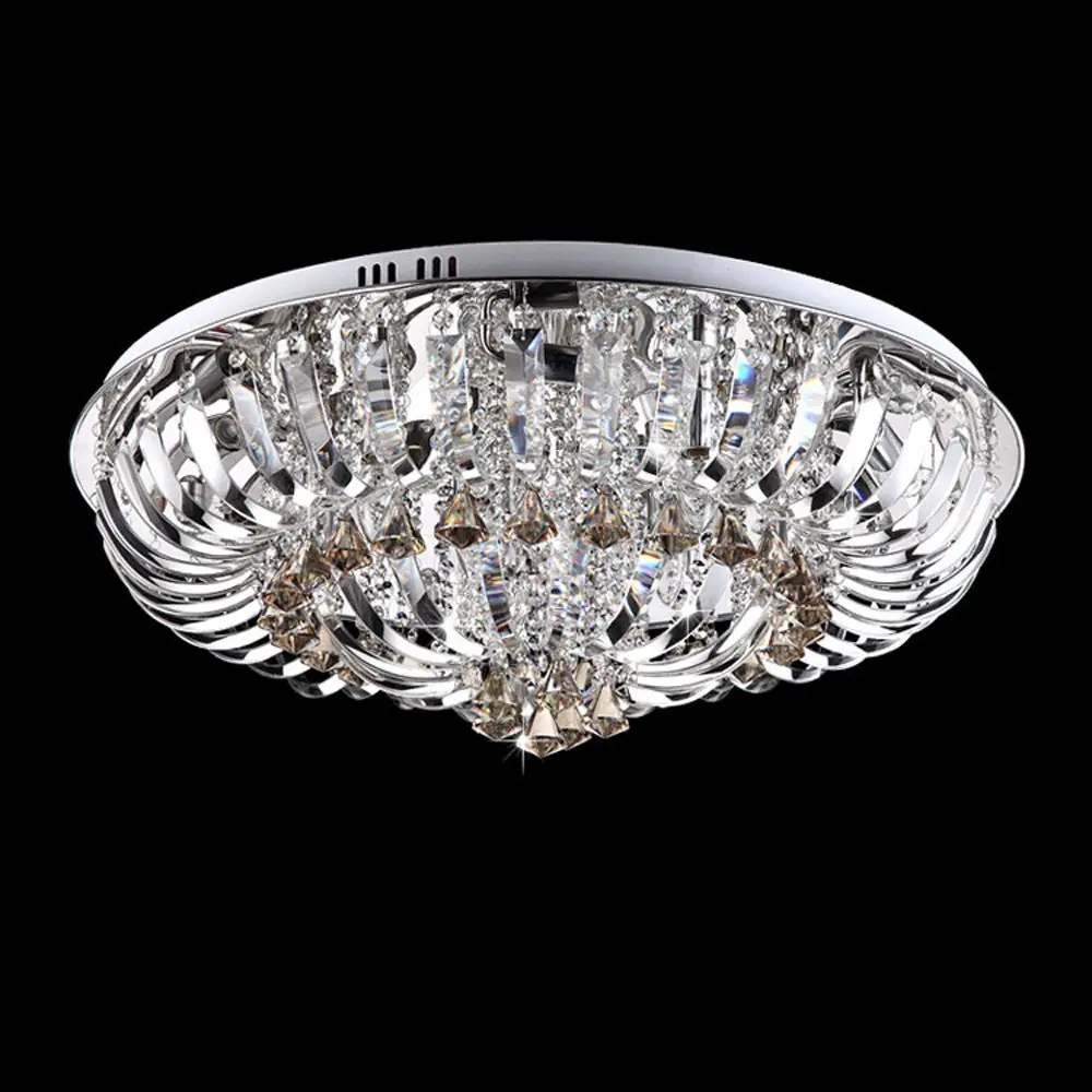 Crystal Round Living Room Ceiling Lamp Luxury Modern Parlor Haning Lighting Noble Bedroom Hotel Lobby Chandelier