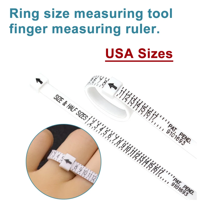 US Ring size measuring tool, finger measuring ruler.