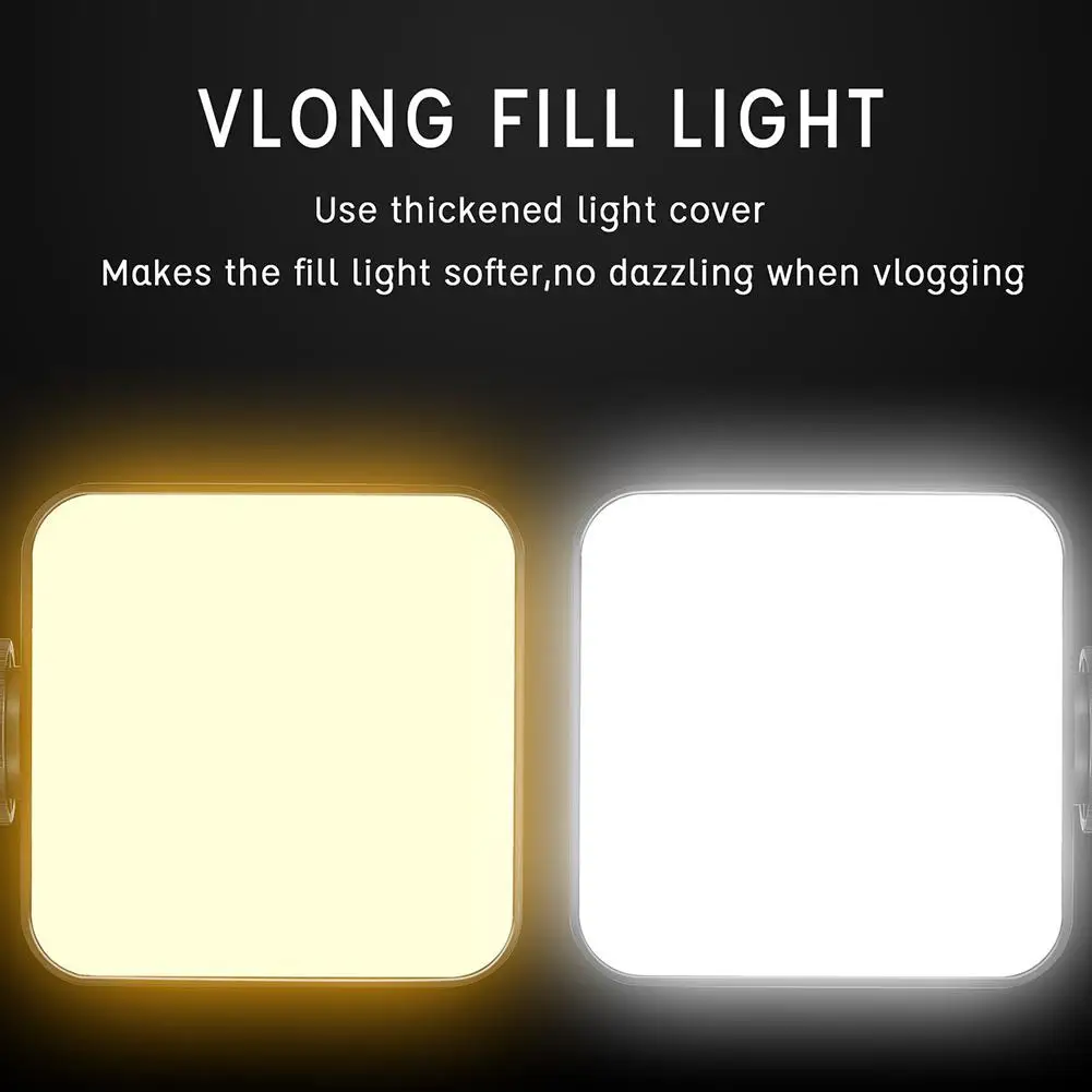 Luz de led para transmissão de vídeo ao vivo, 2500k-6500k, recarga 5w para smartphone, tablet, notebook, mini vlog, luz de preenchimento para vídeo de selfie