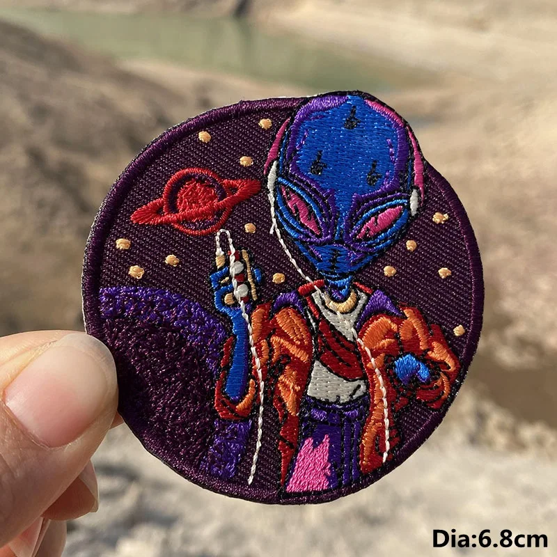 Prajna-Bordado Ferro em Patches para Vestuário, Legal Alienígena, UFO, Patch Espacial, Roupas Adesivos, DIY