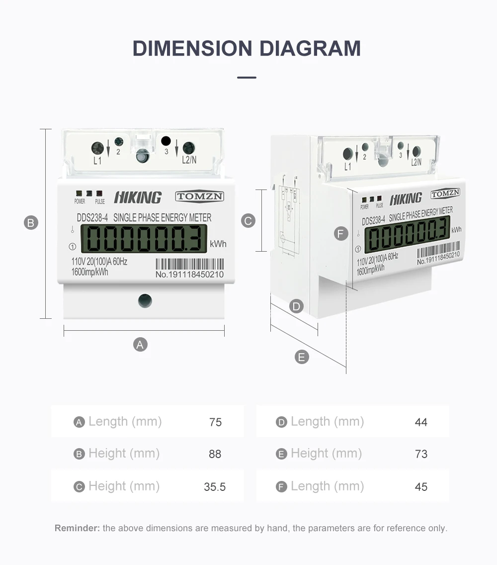 100A 110V 220V 50-60HZ LCD monofásico 2 cables 3 cables Din-rail kWh watt hora medidor de energía para América