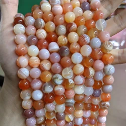 6/8/10mm Pink Botswana Agates Stone Beads Natural Smooth Loose Round Stripe Agates Beads Strand DIY Jewelry Making Accessories