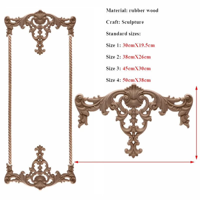 VZLX Floral Wood Carved Corner Applique Vintage Wooden Carving Decal Furniture Cabinet Door Home Decor Decoration Accessories