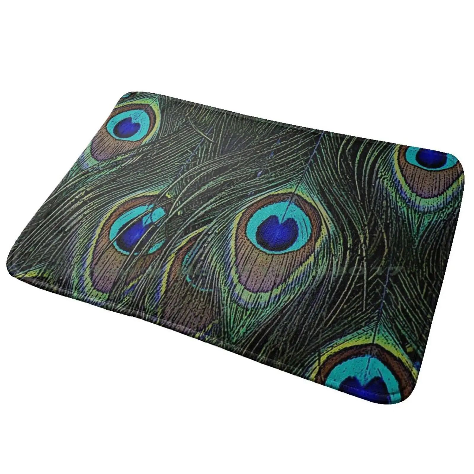 Peacock Feathers , Peacock Lover Gifts , Cool Bird Outfits , Great Feather Patterns Entrance Door Mat Bath Mat Rug Beautiful